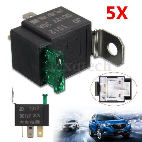 5pcs fused on/off car motor automotive fused relay dc12v 30a 4 pin 4p spst metal