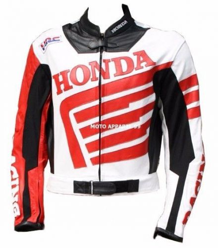 Honda red motorbike leather new jacket ce approved armor protection all sizes