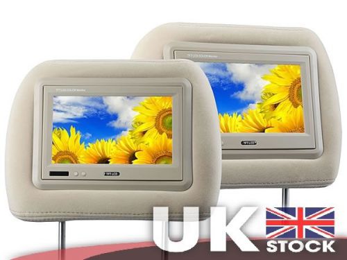 Pair of 7&#034; headrest tft lcd hd monitor 1024*600 with moquette cover tan