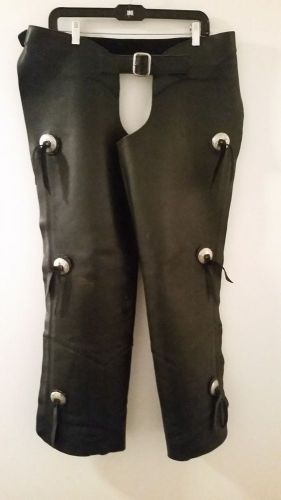 &#034;just leather&#034; men&#039;s motorcycle chaps hand crafted usa made  by  “just leather
