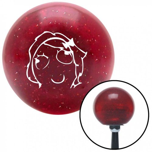 White female retarded red metal flake shift knob with 16mm x 1.5 insert