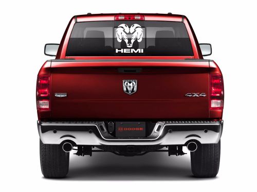 Dodge ram logo with hemi - vinyl decal - rear window truck decal 11&#034;h x 11.5&#034;w