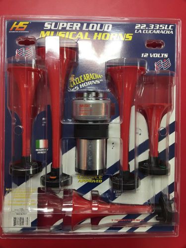 Hs &#034; la cucaracha&#034; musical 12v air horn  5 plastic pipes fm/5lc *made in italy*