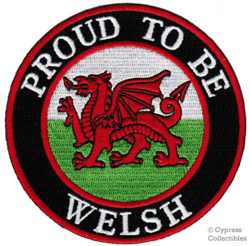 Proud to be welsh iron-on embroidered biker patch wales cymru flag uk