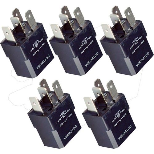Lot5 car 12v 30a spst relay relays for electric fan fuel pump 4 pin 4p black us