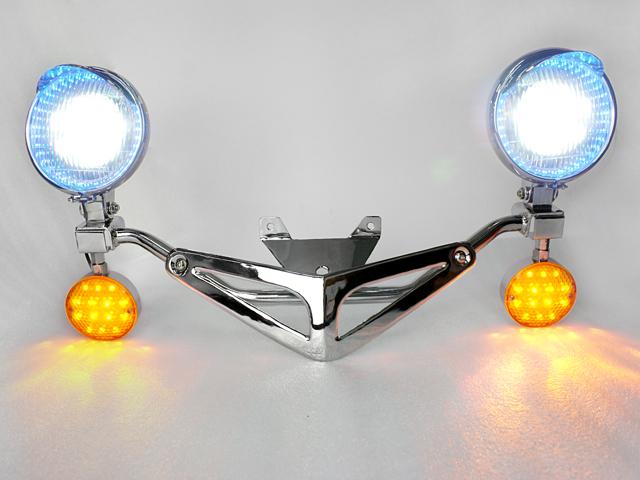 Chrome cree driving passing lamp spot light bar turn signal motorcycle custom