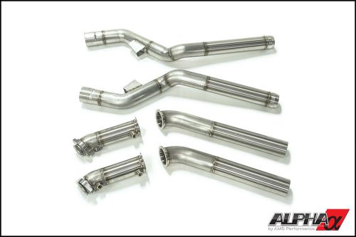 Ams alpha catless downpipes exhaust for mercedes-benz cls63 amg rwd 5.5 biturbo