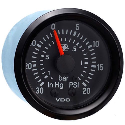 Vdo 150-921 cockpit international mechanical turbo/boost gauge 30&#034; hg/1 bar