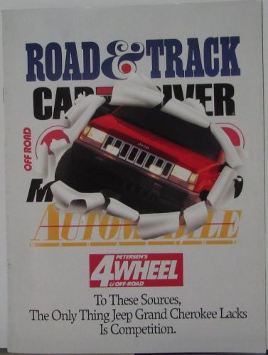 1991 jeep grand cherokee road &amp; track car &amp; driver original color sales brochure