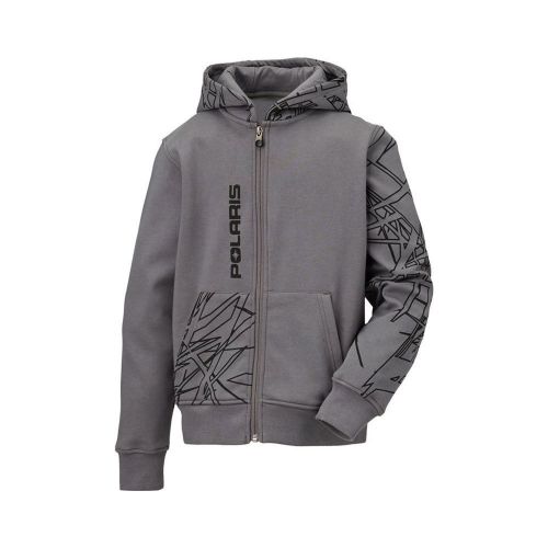 Oem polaris racing snowmobile grey youth cracked hoodie hoody sweatshirt s-xl