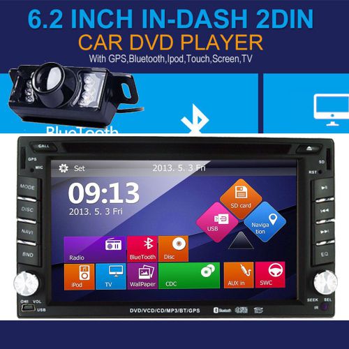 Car headunit 2 din 6.2-inch touch screen dvd player gps navi bluetooth radio+cam
