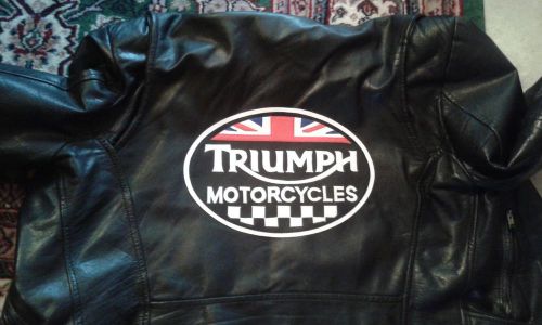 Triumph british oval back patch. 12 inch. synthetic leather. new.
