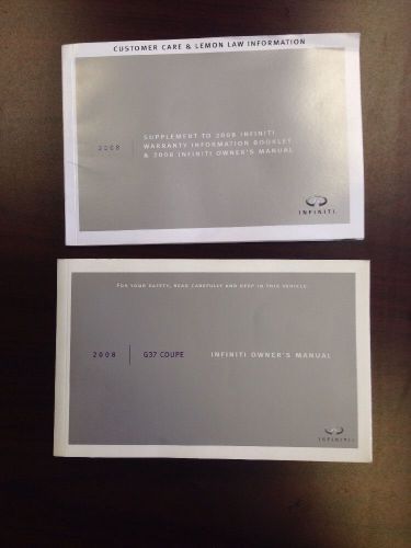 2008 infiniti g 37 owners manual and warranty supplement information booklet
