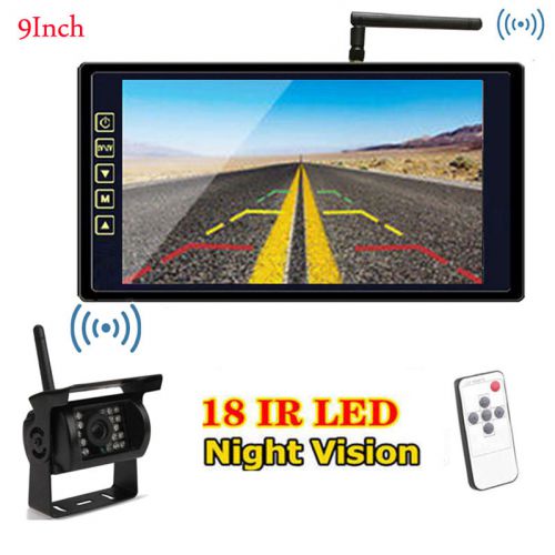 For rv truck wireless rear view backup night vision camera system +9&#034; monitor