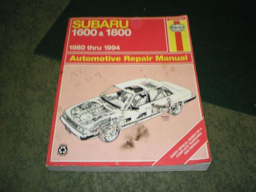 Haynes subaru repair manual 1600 &amp; 1800 1980-1994 vg