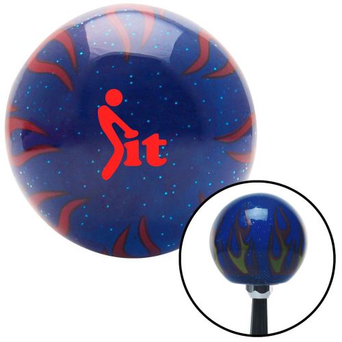 Red fck it icon blue flame metal flake shift knob with m16 x 1.5 insert