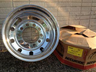 Two (2) new accuride 22.5"x9.00" stud piloted aluminum drive wheels