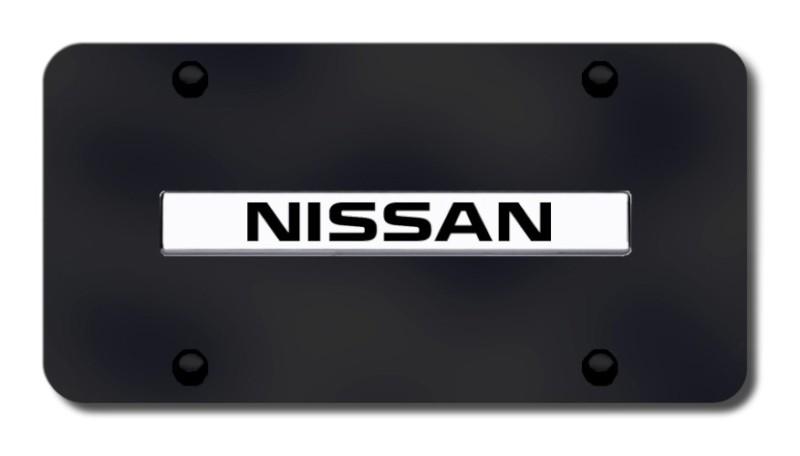 Nissan name chrome on black license plate made in usa genuine