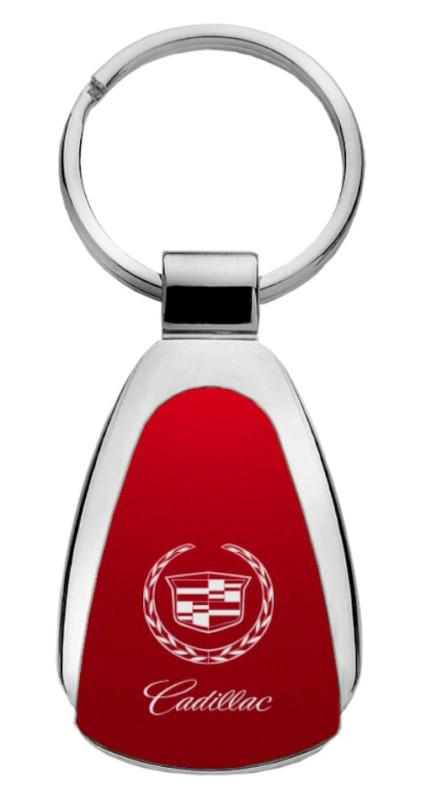 Cadillac red teardrop keychain / key fob engraved in usa genuine