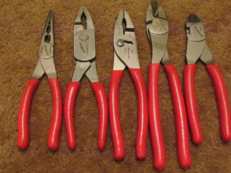 5 excellent snap on pliers hl138acp 196ncf 137cf 29cf 87cf  no id marks nice