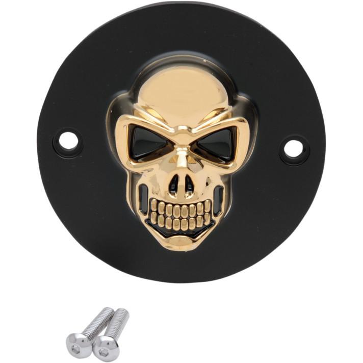 Drag specialties black with gold 3-d skull points cover 2-hole for harley