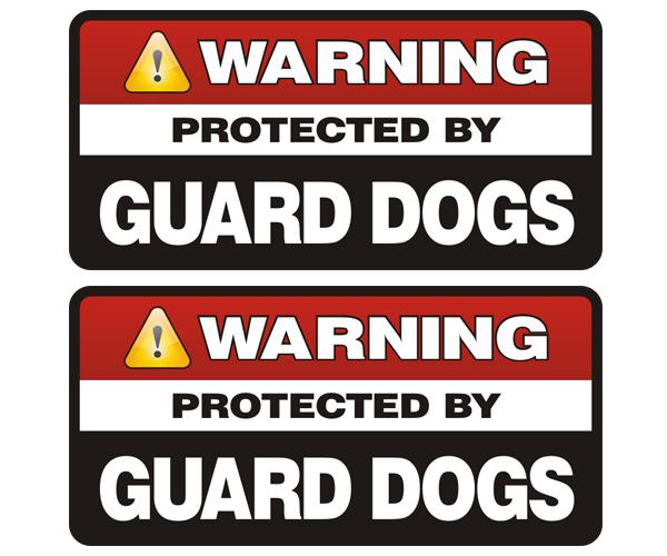 Guard dogs protected by warning dog decal set 6"x3" vinyl sticker u5ab