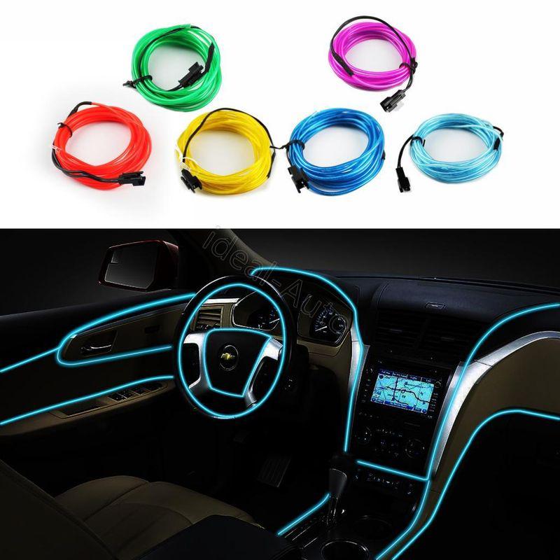 3m cigar lighter flexible neon light glow el wire rope tube car party light blue