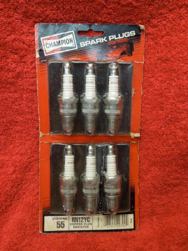 Nos set of 6 champion rn12yc spark plugs from mid 80's
