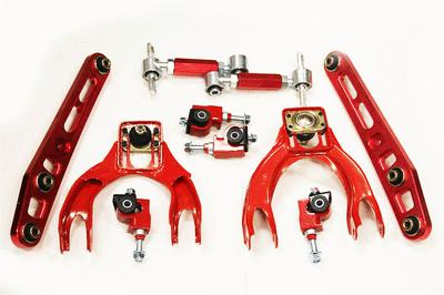 Red adjustable front rear upper lower control arm camber kit left+right del sol
