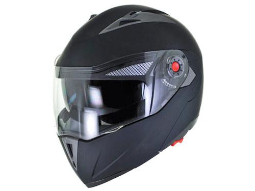 Dot approved motorcycle helmet modular flip up matte black dual smoke visor - m