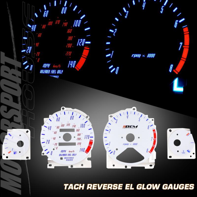 94-97 accord manual indigo el glow gauge cluster face white tachometer wire new