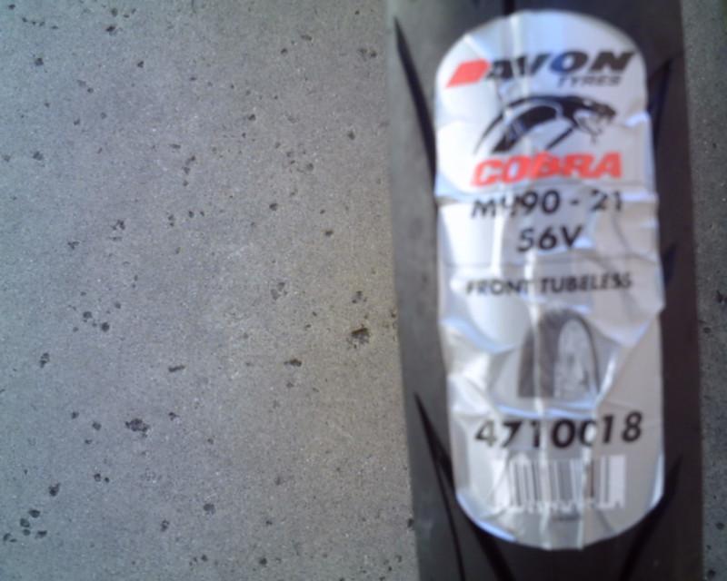 One new avon cobra motorcycle front tubeless tire - black wall, non-radial 