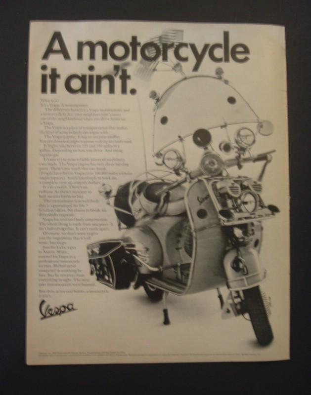 1966 vespa motorscooter large bike ad a motorcycle it ain't 1965 1967 1968 1969