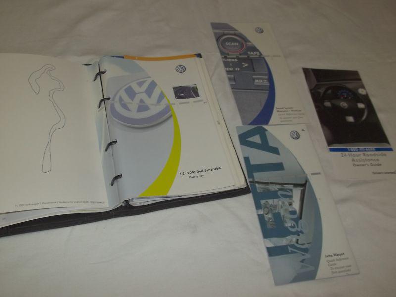 2001 vw jetta wagon owner's manual set & vw 4 ringed binder factory case free sh