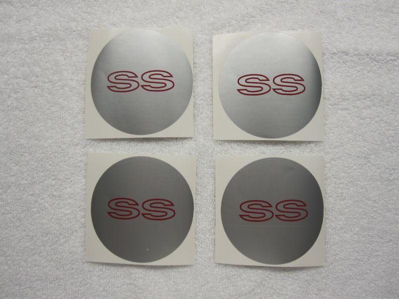1996-2002 camaro ss zr1 wheel center cap decals - silver w/red letters