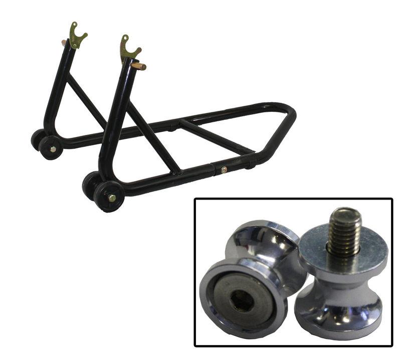 Biketek aluminum black rear stand w/ aluminum bobbin spools honda cbr600rr 03-07