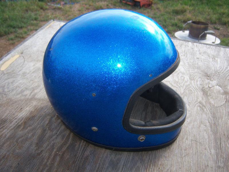 Vintage 1978 lear blue metal flake blue motorcycle helmet