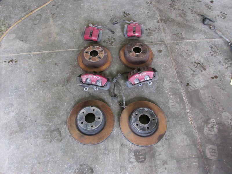05-06 gto red brake caliper and rotor kit, front and rear, upgrade for 04