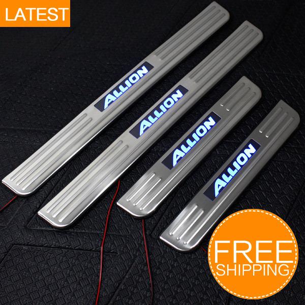 Led stainless steel door sill scuff plate fr toyota allion 2007 2008-2012
