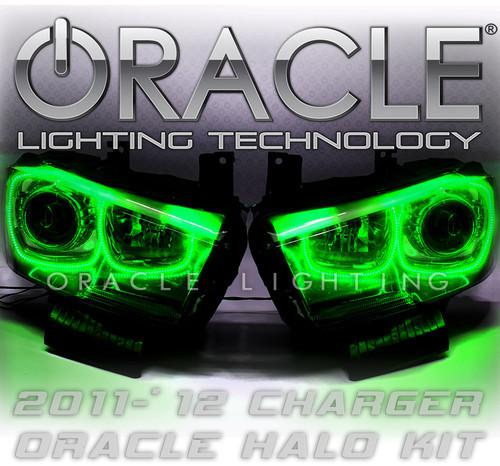 Dodge charger 2011-2013 green plasma headlight halos angel demon eyes kit 