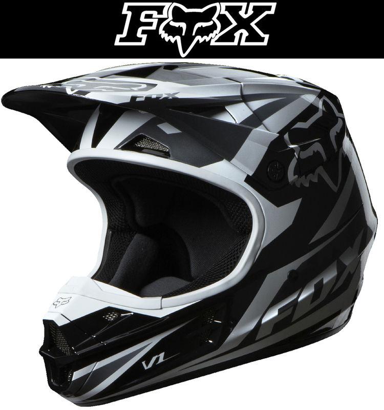 Fox racing v1 race black white dirt bike helmet motocross mx atv 2014