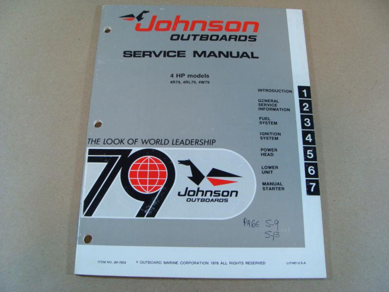 1979 omc johnson 4 hp outboard motor engine service repair manual jm-7903 jm7903