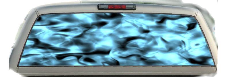 Flames (turquoise blue) #2 rear window graphic tint decals