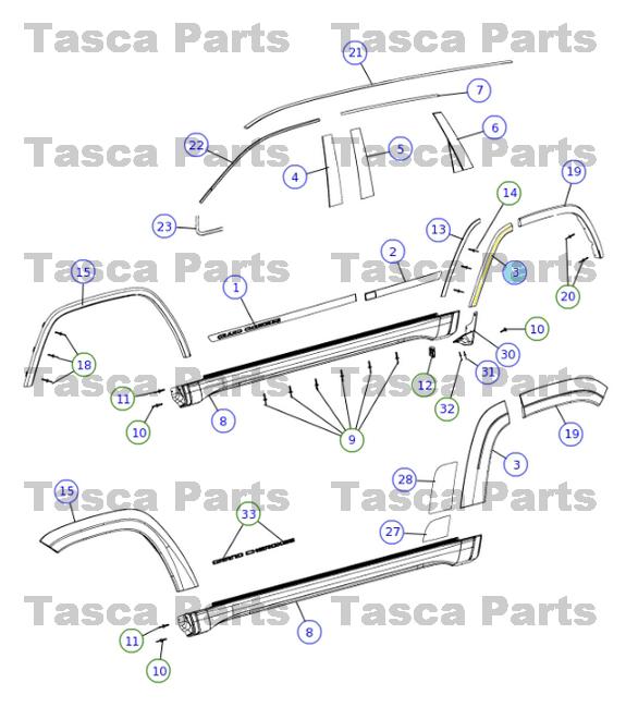 Oem lh rear door wheel flare moulding 2013-2014 jeep grand cherokee #1pc83tzzae