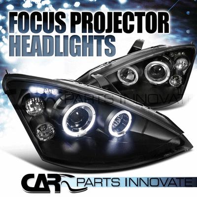 Ford 00-04 focus led halo projector headlights lamp black