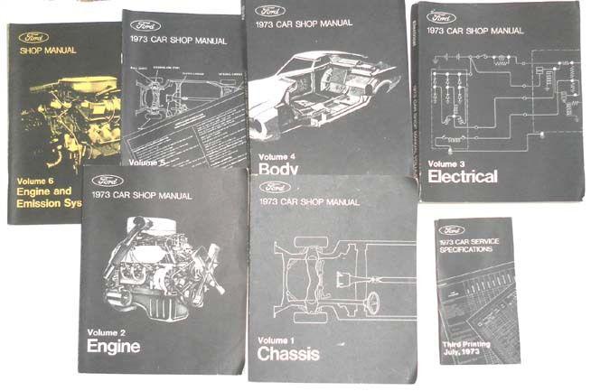 1973 ford lincoln mercury  car shop repair manual 6 volume set mustang torino