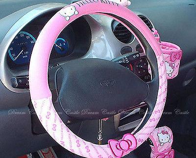 Hello kitty-car steering wheel holder,car steering wheel cover, 38cm-pink color 