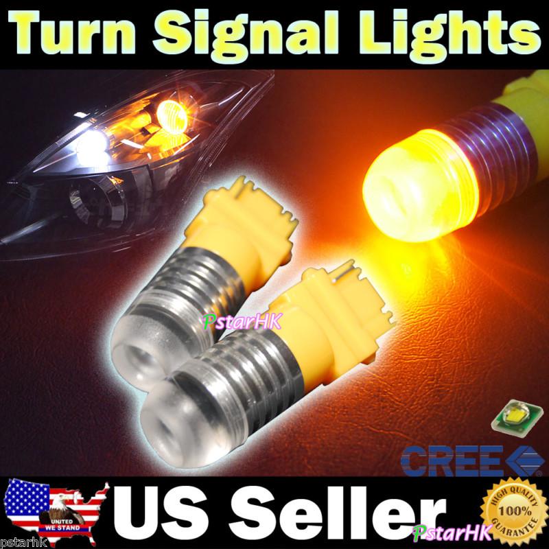 2pcs 3156 t25 cree 5w super bright led turn signal light bulbs amber yellow #01