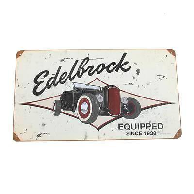 Ghh tin sign edelbrock equiped rectangle 14.00" width 8.00" height each edl0001