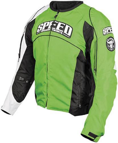 New speed & strength top dead center adult textile jacket, green, xl